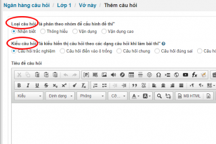 Giải thích các trường thông tin  Loại câu hỏi và kiểu câu hỏi