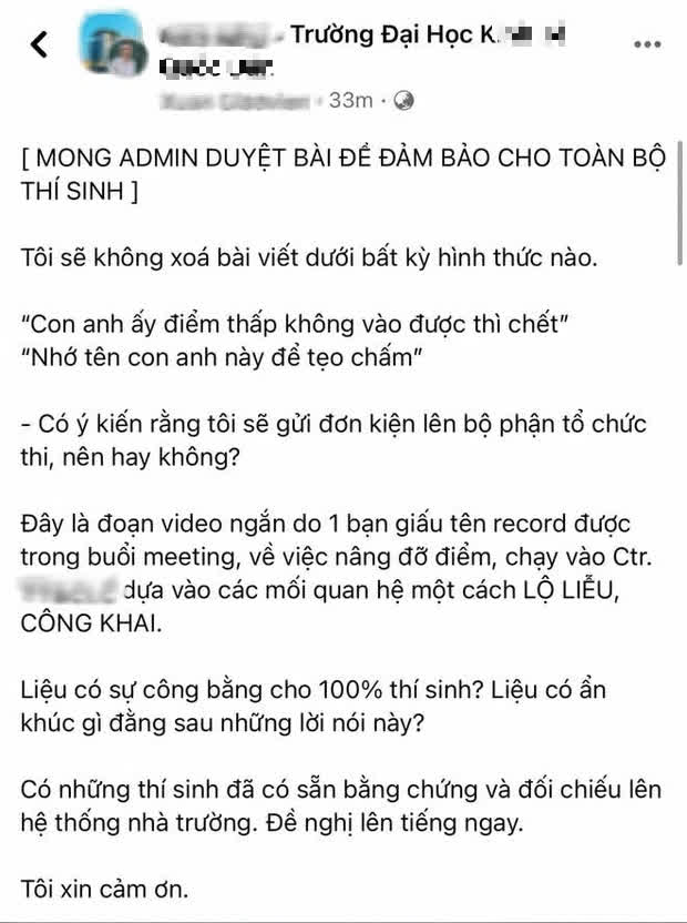 Xuất hiện nghi vấn giảng viên nâng điểm tại một trường ĐH ở Hà Nội: Con anh ấy điểm thấp không vào được thì chết - Ảnh 1.